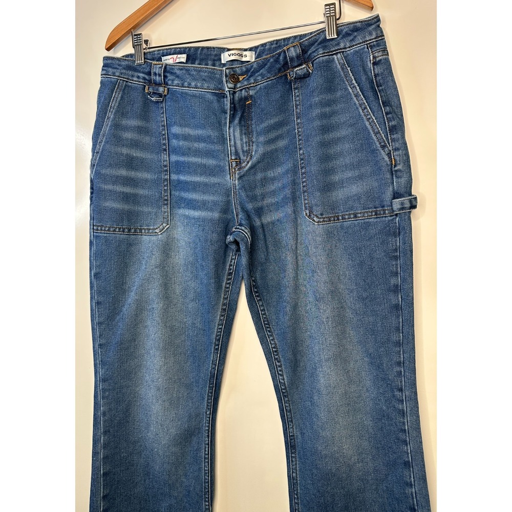 VIGOSS Carpenter Boot Cut Blue Jeans Women's Size 31 Mid Rise Utility Denim EUC - Picture 5 of 14